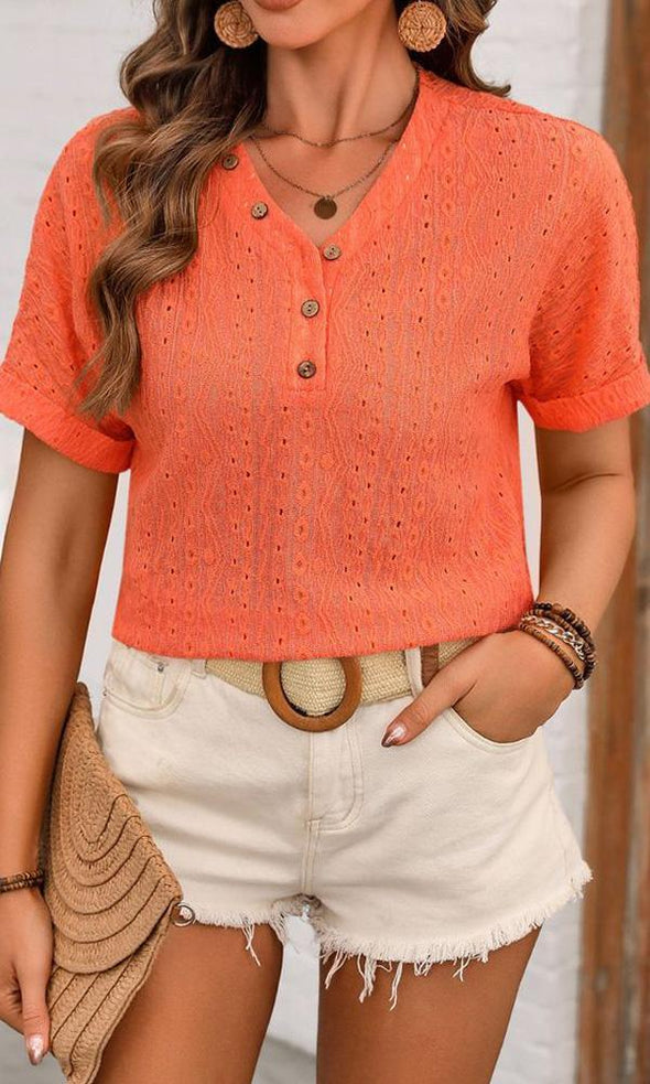 Casual And Comfortable V-Neck Top