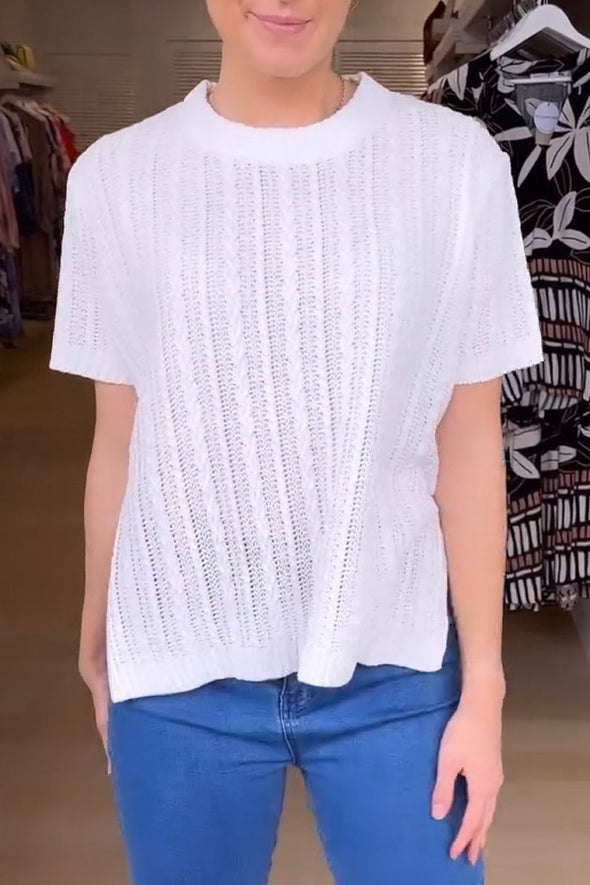 Knitted short-sleeve top