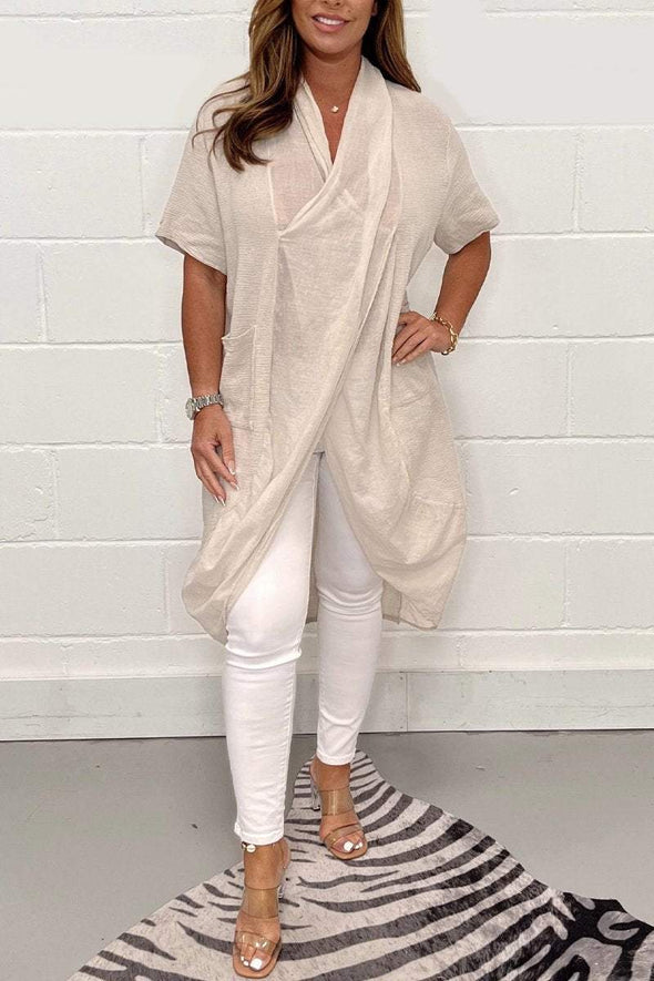 Long cotton and linen blouse