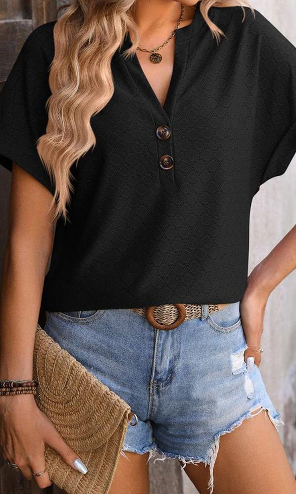 Casual And Comfortable V-Neck Top