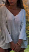 Hot Silver V-neck Loose Top