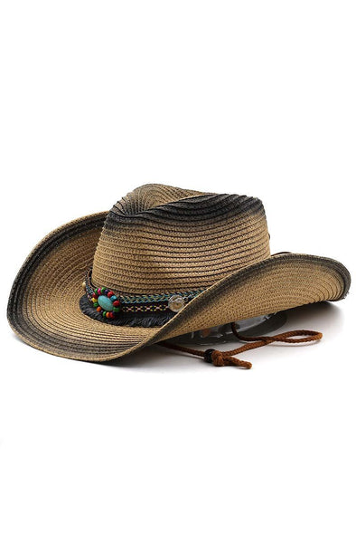 Boho Western Cowboy Straw Hat