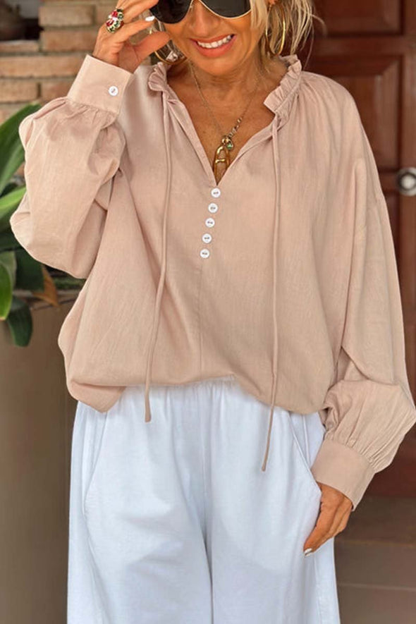 Casual half-button loose shirt