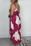 Women's V Neck Printed Maxi Dress