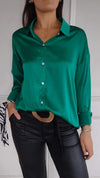 Casual Lapel Satin Solid Color Shirt