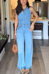 Denim sleeveless jumpsuit