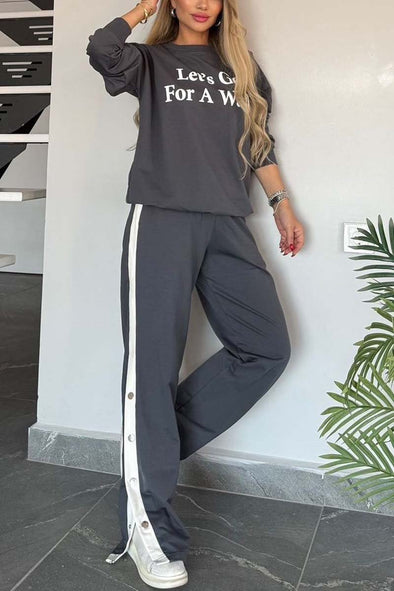 Women's Casual Letter Printed Sports Suit