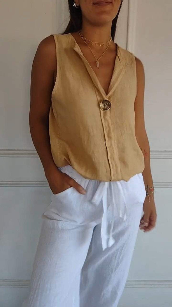 Women's V-neck Sleeveless Casual Top