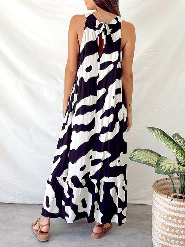 Halterneck Printed Sleeveless Dress