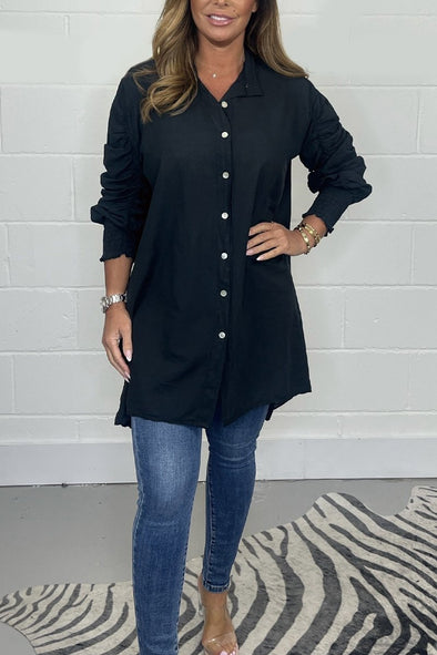 Long cotton and linen shirt