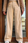 Women's casual side-block wide-leg pants