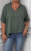 Casual And Comfortable V-Neck Linen Top