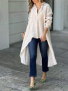 Cotton and Linen Elegant Lapel Top