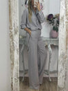 Women's Casual Solid Color Top and Wide Leg Pants Set