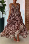 Lace paneled leopard print dress