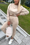 Women's Casual Round Neck Long Sleeve Two Piece Suit