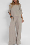 Casual solid color cotton and linen trousers suit