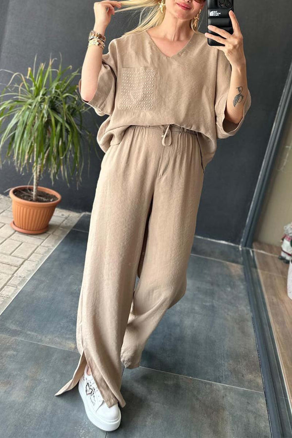 Casual V-neck sports suit