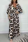 Leopard print V-neck jumpsuit