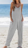 Women's Comfortable V-Neck solid Color Jumpsuit