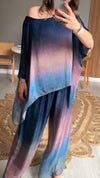 Off-shoulder Gradient Mid-sleeve Casual Suit