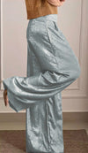 Women's Smooth Satin Half-sleeved Top and Pant Suit Two-piece