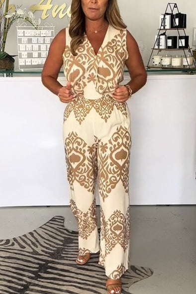 Printed vest and pants set