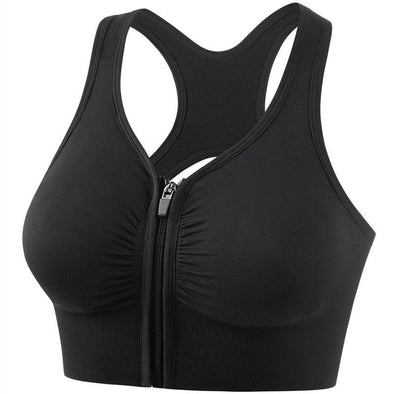 Women's Sports Bra Hollow Back Zipper Front Sports Bra