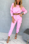 Women's Casual Round Neck Long Sleeve Two Piece Suit