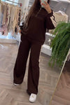 Women's Casual Lapel Half-zip Two-piece Suit