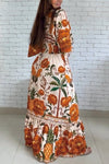 Women's V-neck printed maxi dress