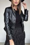 Women's fashionable short leather jacket