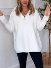 Women's Casual V-neck Half-zip Long-sleeved Top