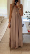 Solid Color Round Neck Sleeveless Casual Dress