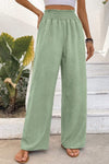 Cotton and linen solid color trousers