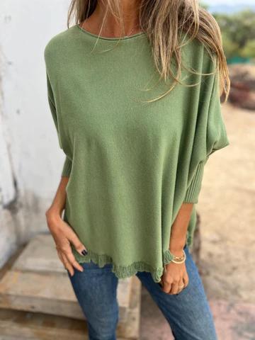 Casual Round Neck Lace Top