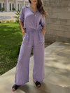 Casual Button Cotton and Linen Two-piece Set