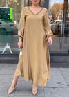 Satin V-neck Loose Dress