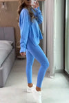 Women's Casual Round Neck Solid Color Side Opening Two Piece Suit