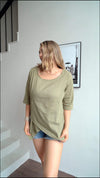 Casual V-neck Mid-sleeve Top