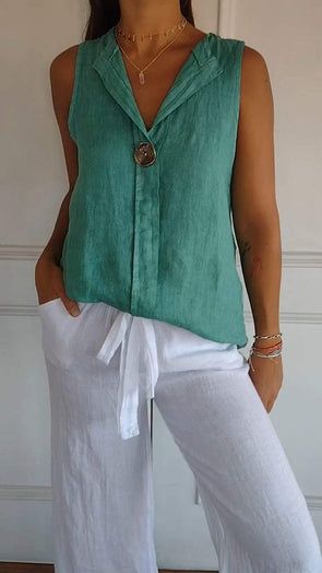 Women's V-neck Sleeveless Casual Top