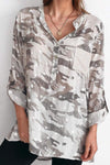 Cotton and linen camouflage print shirt