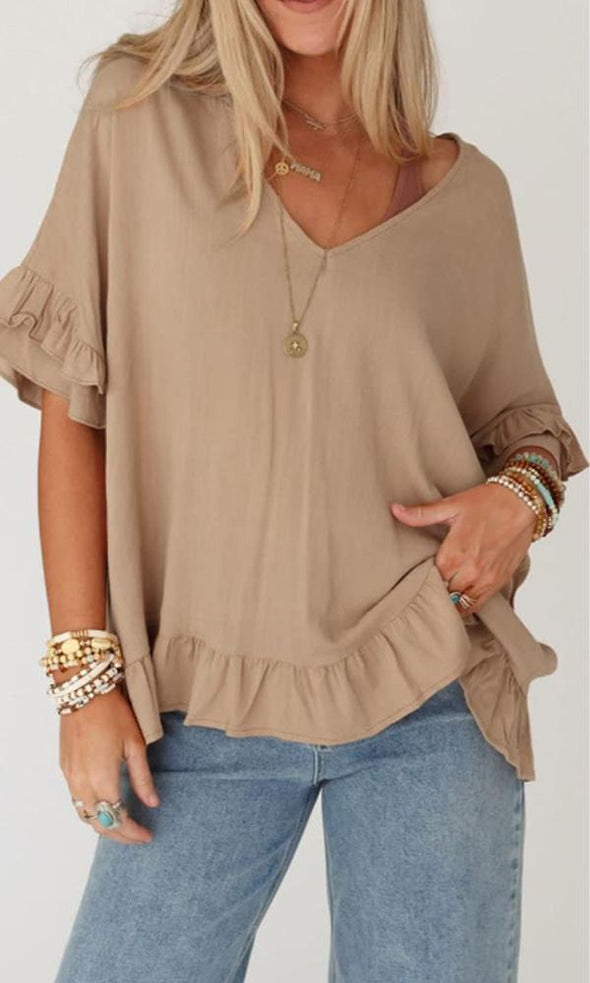 Casual And Comfortable V-Neck Top