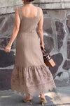 Knitted patchwork lace sleeveless dress