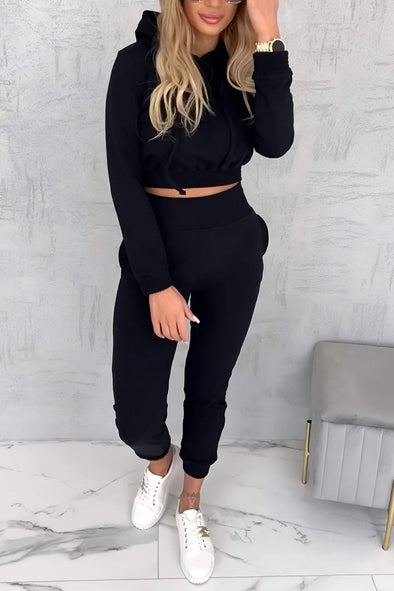 Women's Casual Hooded Long-sleeved Two-piece Suit