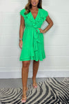 V-neck cotton ruffled dress