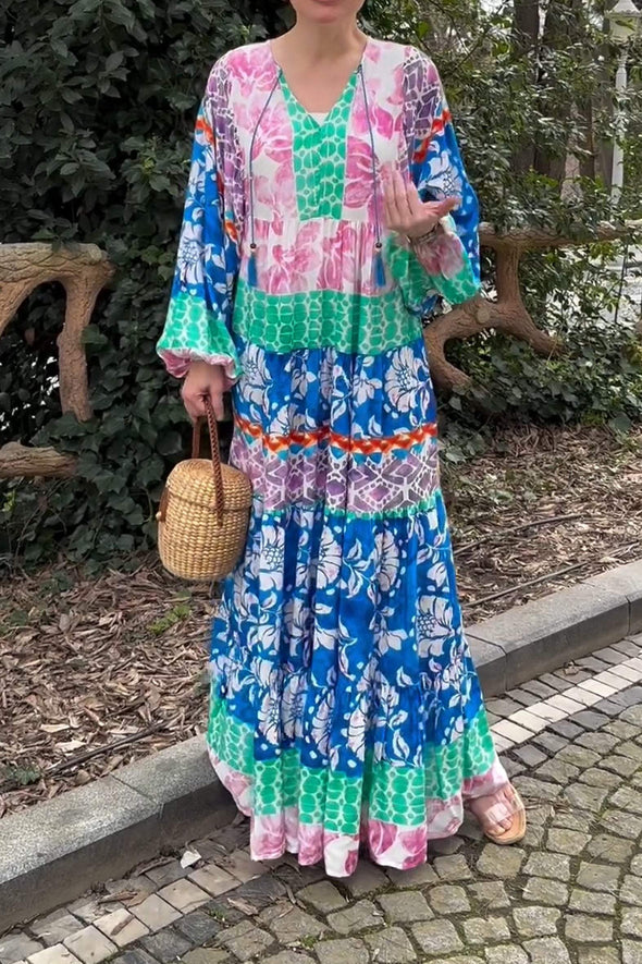 Multicolor Patterned Dress