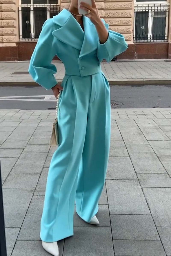 Women's fashionable commuting solid color pants suit