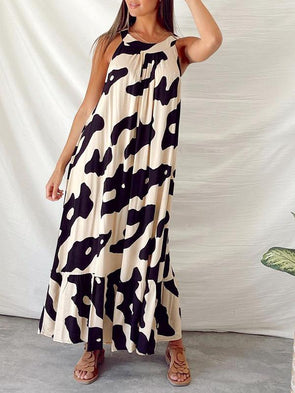 Halterneck Printed Sleeveless Dress