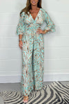 Printed v-neck jumpsuit